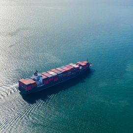 CAT research image 3: waterborne. Image of cargo container ship at sea