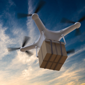 image of goods-delivering drone