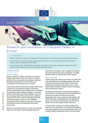 Cover page for the "Research and Innovation in Transport Safety in Europe" Science for Policy brief