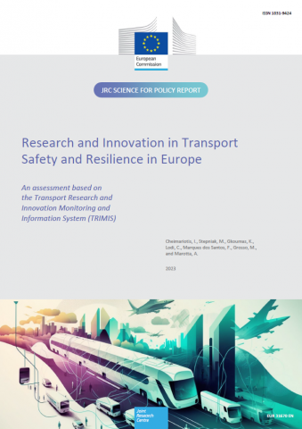 Cover page for the "Research and Innovation in Transport Safety and Resilience in Europe" Science for Policy report